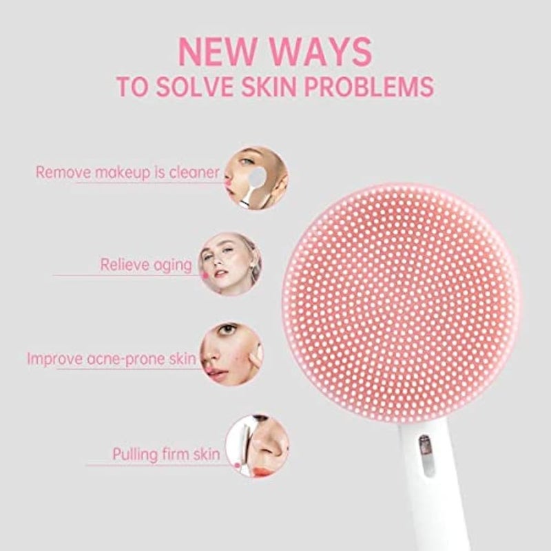 THE PACK Facial Cleansing Brush Replacement Head Compatible with Oral B Bruan Electric Toothbrush Bases-2 Waterproof Silicone Face Spin Brushes for Cleansing Deep Cleaning & Massaging (Pink) - Image 2