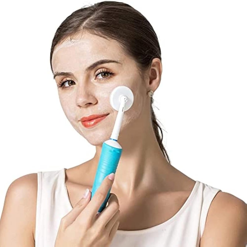 THE PACK Facial Cleansing Brush Replacement Head Compatible with Oral B Bruan Electric Toothbrush Bases-2 Waterproof Silicone Face Spin Brushes for Cleansing Deep Cleaning & Massaging (Pink) - Image 4