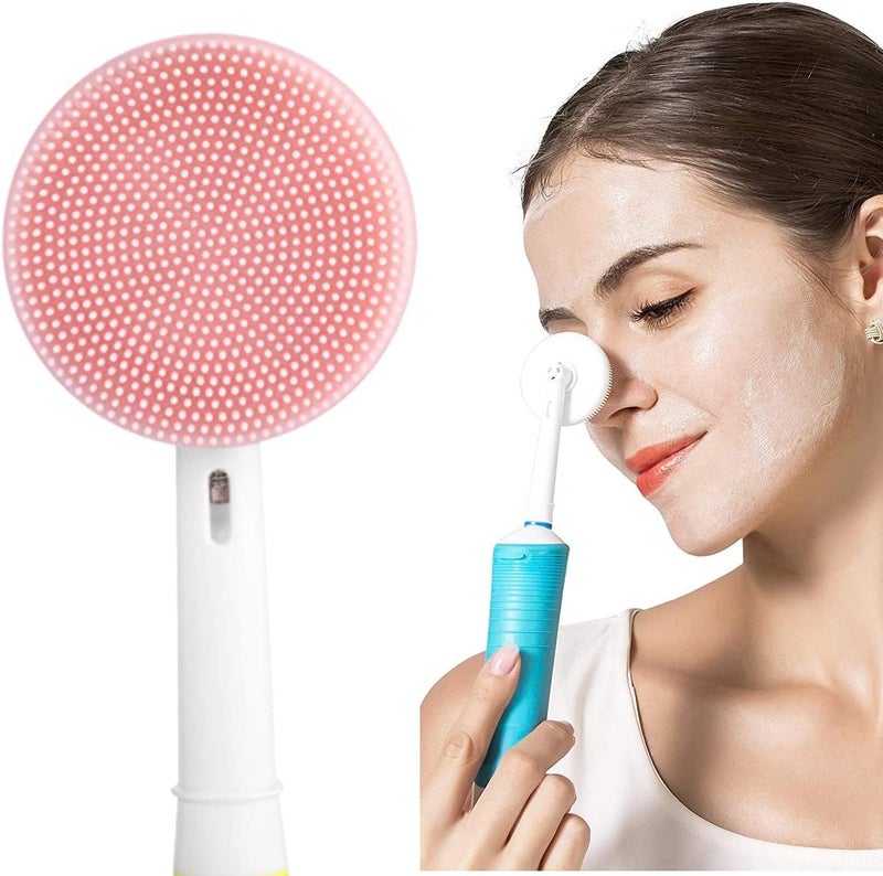 THE PACK Facial Cleansing Brush Replacement Head Compatible with Oral B Bruan Electric Toothbrush Bases-2 Waterproof Silicone Face Spin Brushes for Cleansing Deep Cleaning & Massaging (Pink) - Image 1