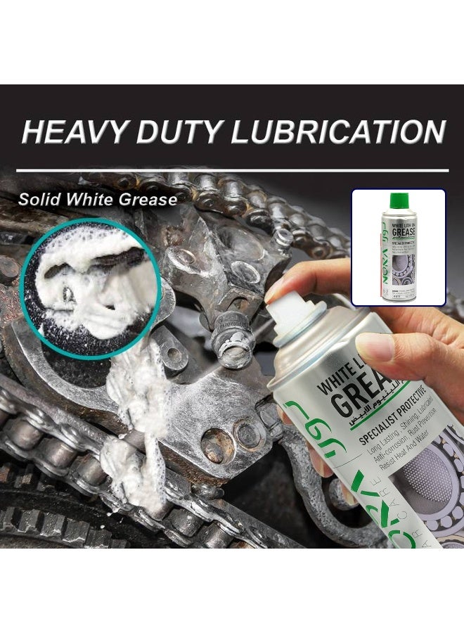 نورا بخاخ شحم الليثيوم الأبيض من نورا، سعة 450 مل، مادة تشحيم عالية الأداء مع حماية من الصدأ والتآكل، مقاومة للحرارة والماء، يوفر تشحيمًا طويل الأمد للمحامل والسلاسل والتروس والاستخدامات في السيارات. رقم الموديل N-511 - Image 5