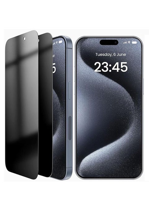 2 Pack Privacy Full Coverage Screen Protector for iPhone 16 Plus, Anti Spy Tempered Glass Film, Anti Drop and Scratch, Edge to Edge Protection Case Friendly, 30° Anti Peeping iPhone 16 Plus Protector