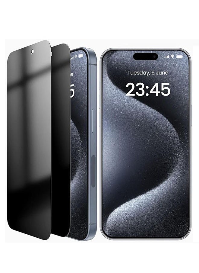 2 Pack Privacy Full Coverage Screen Protector for iPhone 16 Plus, Anti Spy Tempered Glass Film, Anti Drop and Scratch, Edge to Edge Protection Case Friendly, 30° Anti Peeping iPhone 16 Plus Protector