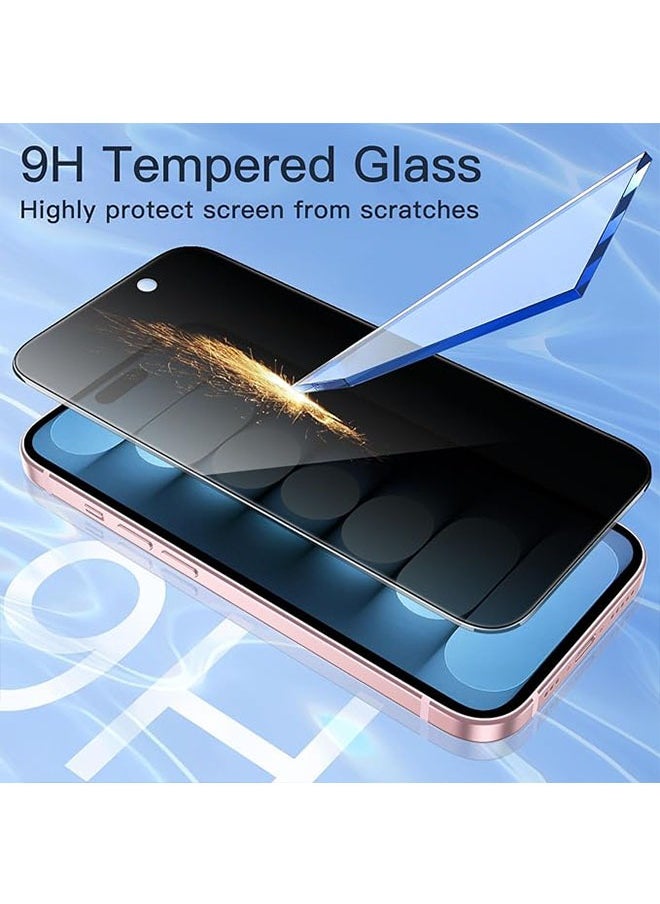 2 Pack Privacy Full Coverage Screen Protector for iPhone 16 Plus, Anti Spy Tempered Glass Film, Anti Drop and Scratch, Edge to Edge Protection Case Friendly, 30° Anti Peeping iPhone 16 Plus Protector