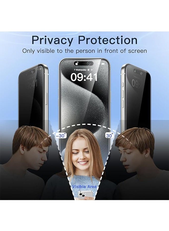 2 Pack Privacy Full Coverage Screen Protector for iPhone 16 Plus, Anti Spy Tempered Glass Film, Anti Drop and Scratch, Edge to Edge Protection Case Friendly, 30° Anti Peeping iPhone 16 Plus Protector