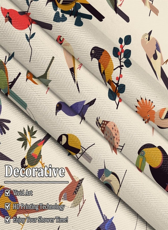 Renaiss 72 x 72 Inch Bird Shower Curtain for Bathroom Colorful Cute Parrot Birds on Tree Branch Farmhouse Funny Shower Curtains Polyester Waterproof Bathroom Decor Curtain Bath Decor with 12 Hooks - Image 3