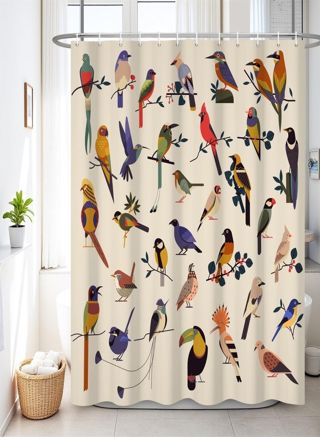 Renaiss 72 x 72 Inch Bird Shower Curtain for Bathroom Colorful Cute Parrot Birds on Tree Branch Farmhouse Funny Shower Curtains Polyester Waterproof Bathroom Decor Curtain Bath Decor with 12 Hooks - Image 1