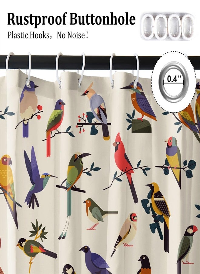 Renaiss 72 x 72 Inch Bird Shower Curtain for Bathroom Colorful Cute Parrot Birds on Tree Branch Farmhouse Funny Shower Curtains Polyester Waterproof Bathroom Decor Curtain Bath Decor with 12 Hooks - Image 4