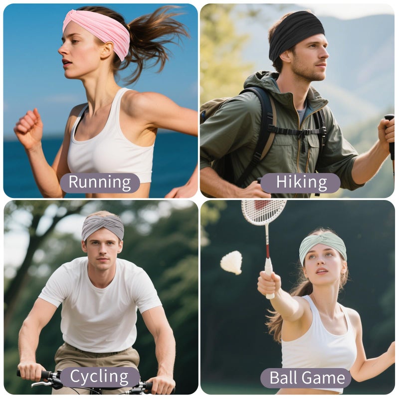 Panleding 8 Pcs Stretchy Headbands for Women, Absorbed Sport Headband Soft Twist Knotted Hairbands for Daily Life Yoga Workout(Widen) - Image 4