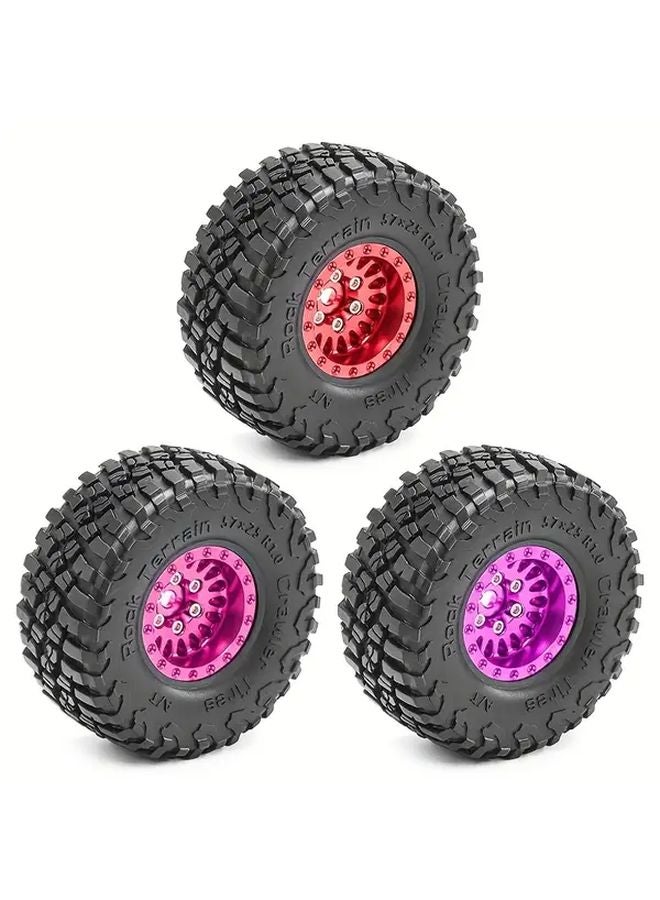 Red Aluminum Alloy Wheels And Tires For 1 18 TRX4M 1 24 SCX24 AX24 Climbing Vehicles - Image 5