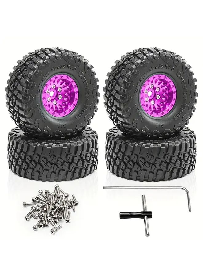 Red Aluminum Alloy Wheels And Tires For 1 18 TRX4M 1 24 SCX24 AX24 Climbing Vehicles - Image 3