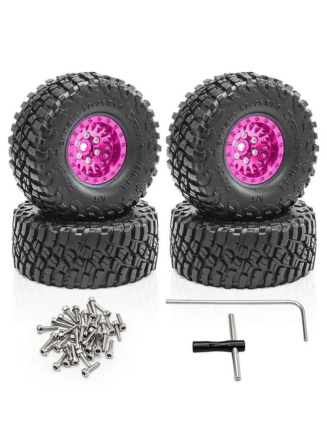 Red Aluminum Alloy Wheels And Tires For 1 18 TRX4M 1 24 SCX24 AX24 Climbing Vehicles - Image 4