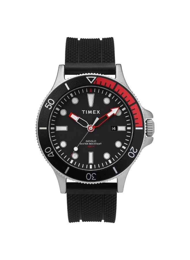 تيميكس ساعة TIMEX العسكرية المتحالفة TW2T30000  ساعة رجالية أنيقة بسوار من السيليكون الأسود والنحاس مع إضاءة INDIGLO الليلية - Image 1