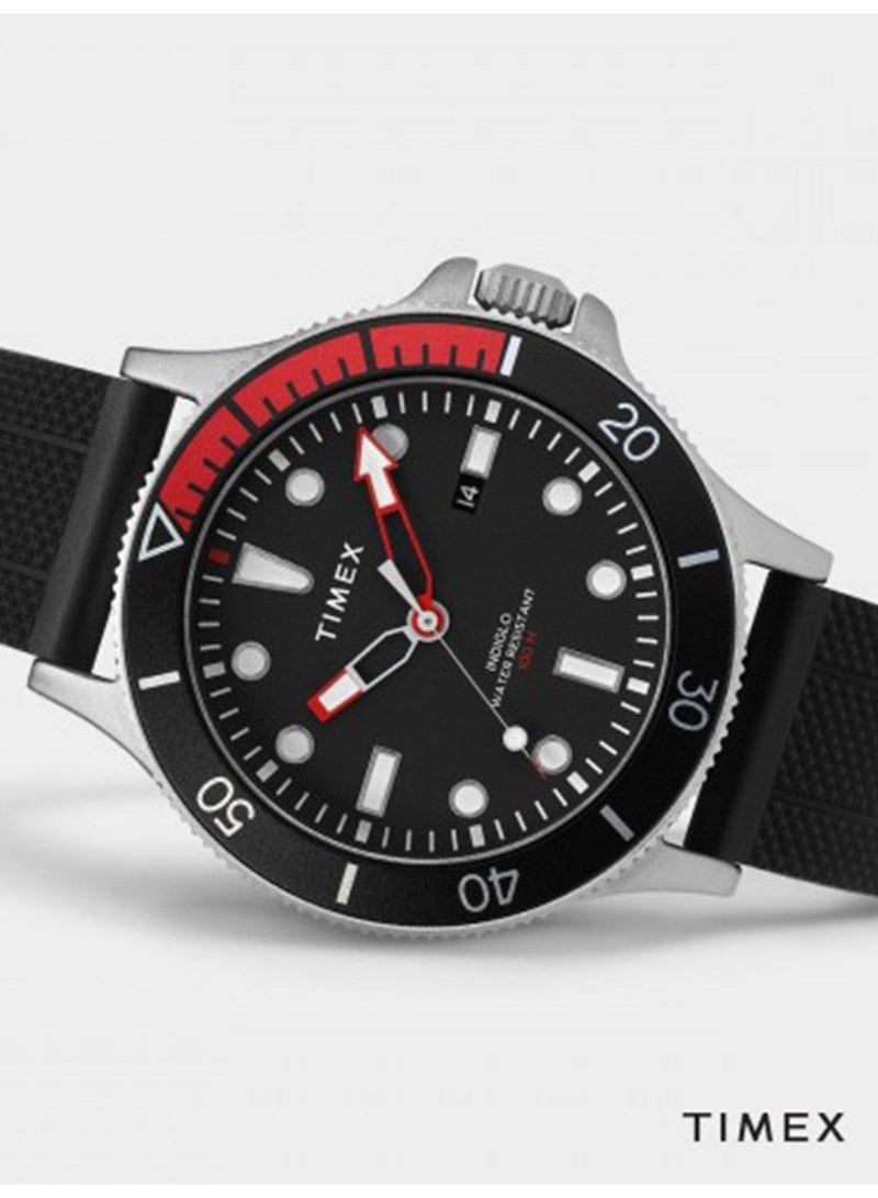 تيميكس ساعة TIMEX العسكرية المتحالفة TW2T30000  ساعة رجالية أنيقة بسوار من السيليكون الأسود والنحاس مع إضاءة INDIGLO الليلية - Image 5