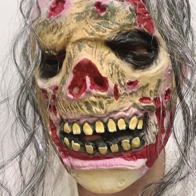 Creepy Halloween Skull Mask with Wig, Scary Half Head Skeleton Headgear, Realistic Cosplay Latex Horror Mask for Men & Women Adults Costume Party - Image 3