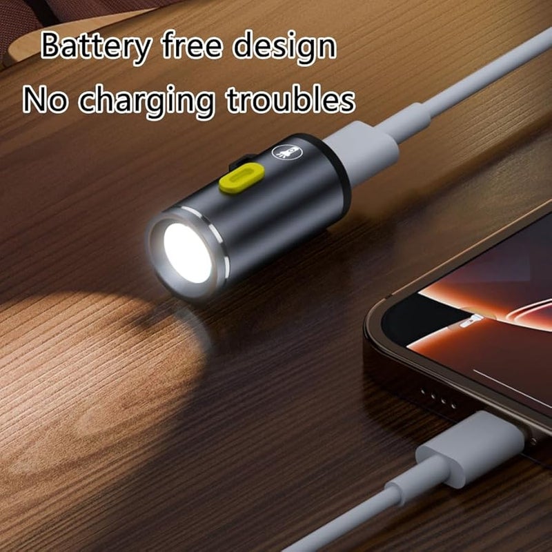 Gray USB C Rechargeable Mini Flashlight Bright LED Light for Outdoor Camping Torch - Image 4