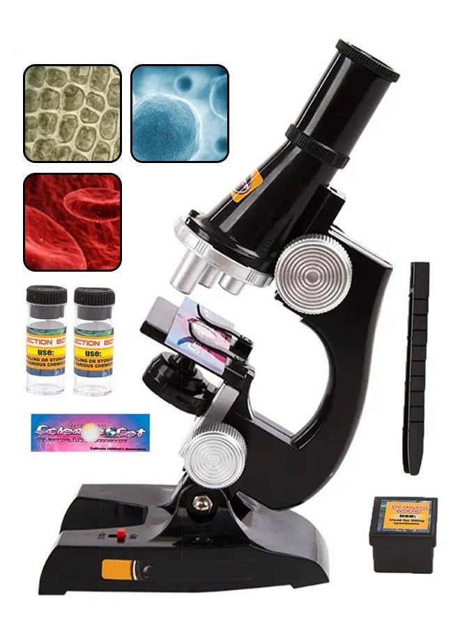 DURKU Beginner Metal Microscope Kit with Slides, Science Lab Experiment Set for Kids, Educational Toy - 450X Microscope, Complete Science Kit, Ages 8+, 10 Pieces - Image 1