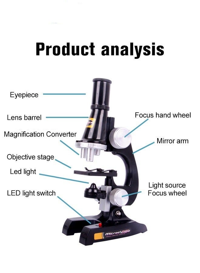 DURKU Beginner Metal Microscope Kit with Slides, Science Lab Experiment Set for Kids, Educational Toy - 450X Microscope, Complete Science Kit, Ages 8+, 10 Pieces - Image 2