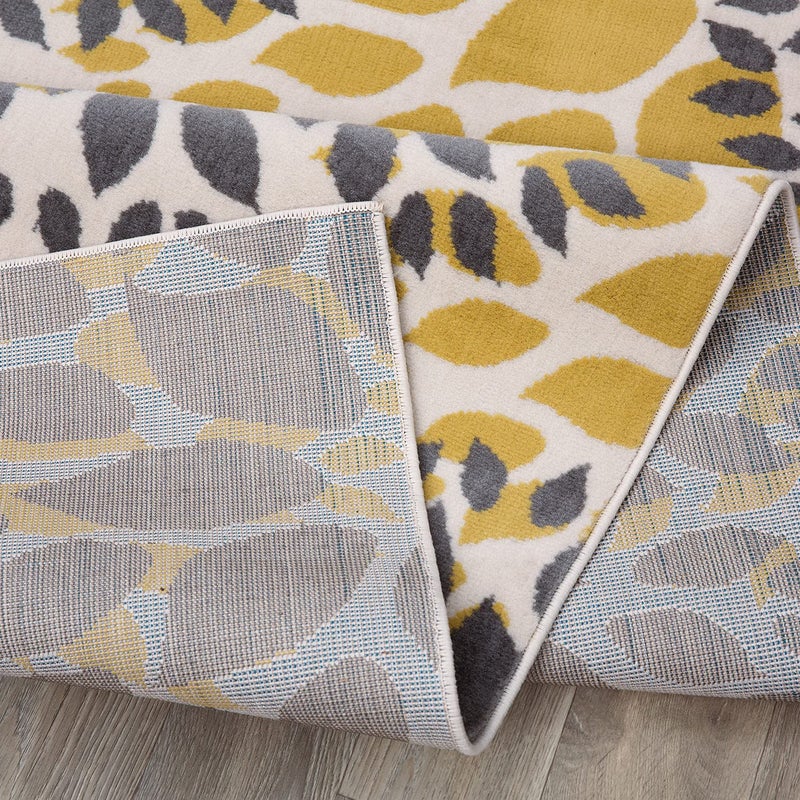 Rugshop Modern Yellow Floral Circles Design Area Rug â€“ Elegant Non-Shedding, 2' x 7' for Living Room, Bedroom, Dining Room, Kitchen - Image 4