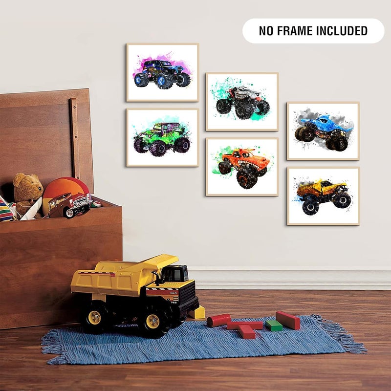 YOOOAHU Monster Jam Trucks Posters Wall Art Prints Car Posters for Boys Room 8x10 Set of 6 (Unframed) - Image 2