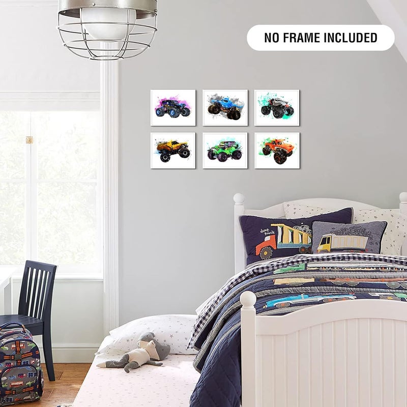 YOOOAHU Monster Jam Trucks Posters Wall Art Prints Car Posters for Boys Room 8x10 Set of 6 (Unframed) - Image 5