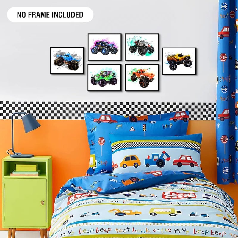 YOOOAHU Monster Jam Trucks Posters Wall Art Prints Car Posters for Boys Room 8x10 Set of 6 (Unframed) - Image 3
