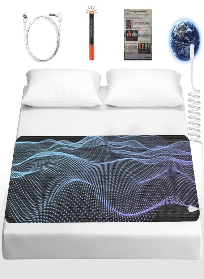 OneAmg Grounding Mat for Bed King Size-PU Leather Earthing Pad for Better Sleep & Stress Relief, Anti-Slip Eco-Friendly with 16.4ft Cord + Free Test Pen (27x78 Inch) - Image 1