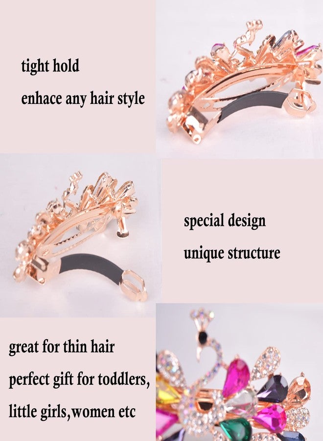 Sankuwen Peacock Rhinestone Hairpin Luxury Crystal Hair Barrette Clip(Colorful) - Image 4