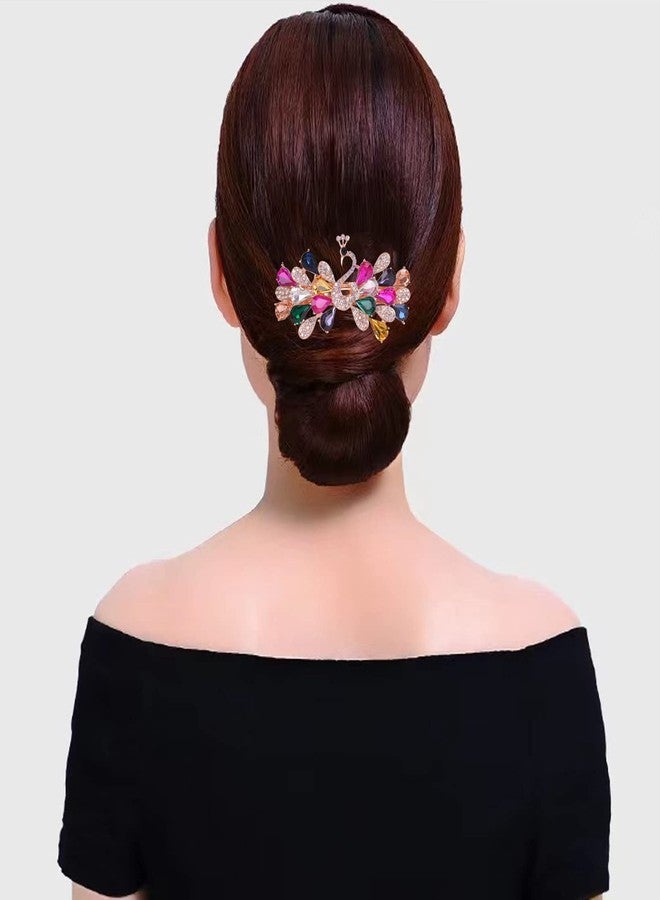 Sankuwen Peacock Rhinestone Hairpin Luxury Crystal Hair Barrette Clip(Colorful) - Image 5