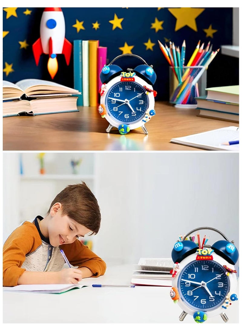 عام ساعة إنذار للأولاد، ساعة إنذار بطراز رائد فضاء رسوم متحركة، ساعة إنذار تناظرية للنائمين بشكل ثقيل مع إضاءة خلفية هدية للأولاد من عمر 5 إلى 16 عامًا. - Image 2