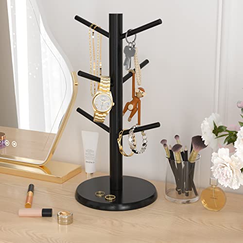 Wisuce Black Coffee Mug Tree Bamboo Mug Holder Coffee Cup Stand Mug Holders for Countertop Coffee Mug Rack Organizer Stand (Black Basic) - Image 5