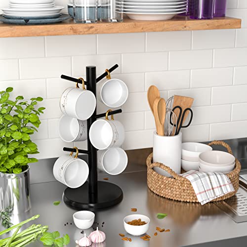 Wisuce Black Coffee Mug Tree Bamboo Mug Holder Coffee Cup Stand Mug Holders for Countertop Coffee Mug Rack Organizer Stand (Black Basic) - Image 3