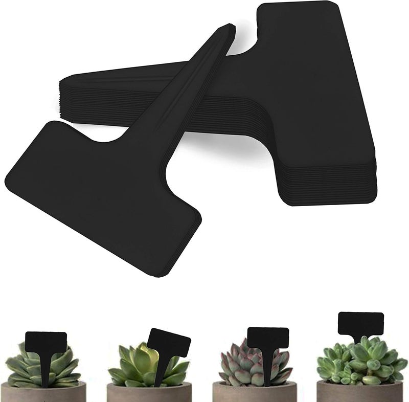 BEADNOVA Plant Labels 70pcs Plant Tags T Type Markers Plastic Garden Signs Identification Stakes Garden Markers for Outdoor Black - Image 1