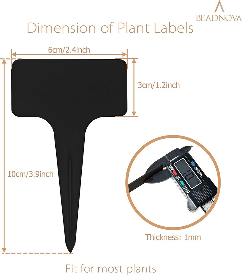 BEADNOVA Plant Labels 70pcs Plant Tags T Type Markers Plastic Garden Signs Identification Stakes Garden Markers for Outdoor Black - Image 2