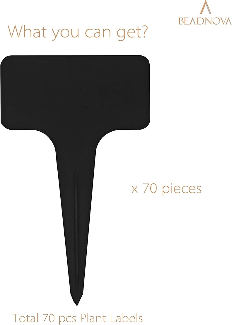 BEADNOVA Plant Labels 70pcs Plant Tags T Type Markers Plastic Garden Signs Identification Stakes Garden Markers for Outdoor Black - Image 3