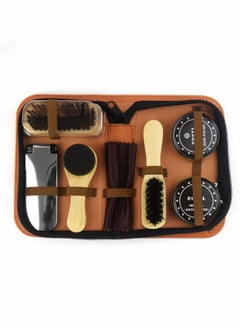 Excefore Shoe Polish Kit 7pcs Brush Polish Set with PU Leather Carring Case Soft Brush Shoe Cloth Sponge Brush Long Handle Brush Colorless Shoe Polish and Round Sponge Brush For Home Travling  - Image 3