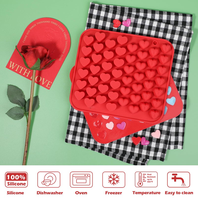 Webake Mini Heart Molds 52-Cavity Silicone Heart Shaped Molds for Chocolate, Gummy, Candy, Wax Melt, Ice Cube, Cupcake Decorations, Pack of 2 - Image 4