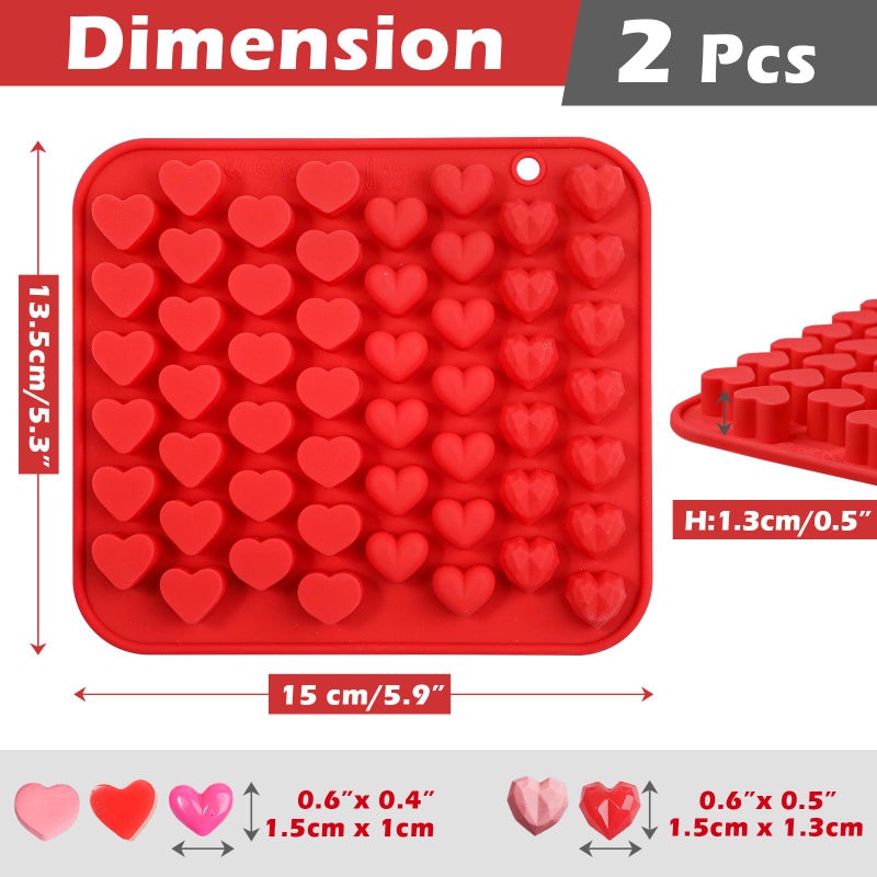 Webake Mini Heart Molds 52-Cavity Silicone Heart Shaped Molds for Chocolate, Gummy, Candy, Wax Melt, Ice Cube, Cupcake Decorations, Pack of 2 - Image 3