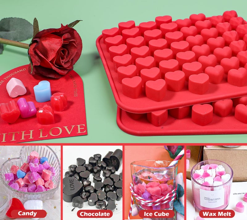 Webake Mini Heart Molds 52-Cavity Silicone Heart Shaped Molds for Chocolate, Gummy, Candy, Wax Melt, Ice Cube, Cupcake Decorations, Pack of 2 - Image 2
