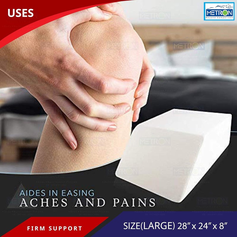 METRON Large Size Orthopedic Bed Wedge Elevated Leg Pillow Foam Wedge for Leg Elevation Reduces Back Pain Improves Blood Circulation Firm Supportive Zipper Washable Cover - Image 4