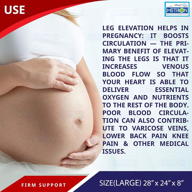 METRON Large Size Orthopedic Bed Wedge Elevated Leg Pillow Foam Wedge for Leg Elevation Reduces Back Pain Improves Blood Circulation Firm Supportive Zipper Washable Cover - Image 5