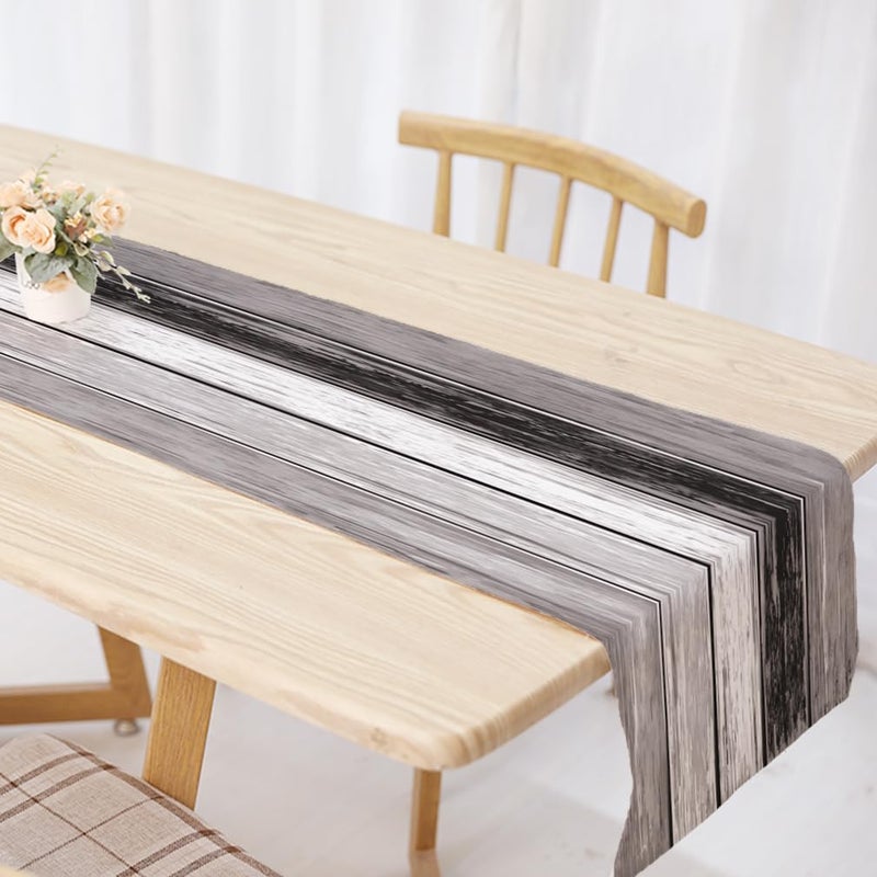 OYIMUA Grey Striped Vintage Table Runner, Rustic Farmhouse Style Kitchen Dining Table Decoration for Home Party Decor 13x72 Inch - Image 3