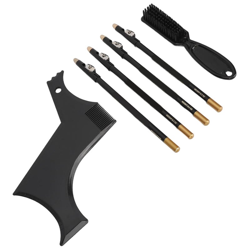 Generic Beard Shaping Stencil Kit with Barber Pencils Perfect Contour for Men Portable Beard Grooming Tool Set for Travel (Black) - Image 5