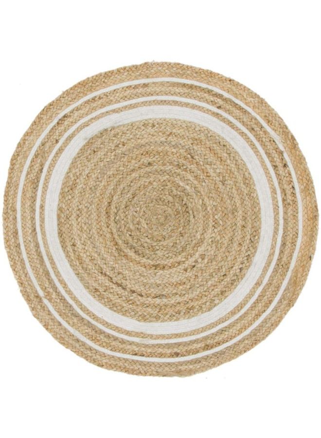 Jute Wool And Cotton Beige Round Carpet Ultra Soft Area Carpets For Bed Room Living Room And Dining Room Anti-Slip Floor Carpets Easy To Clean Made In Turkey