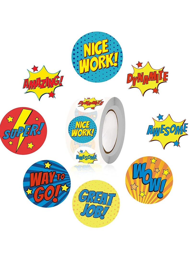 Captaintech Stickers Teacher Reward Boom for Spiderman, Super Heroes Party Loot Bags Motivational Positive for Kids, Student, Classroom 500 Pack - Image 1