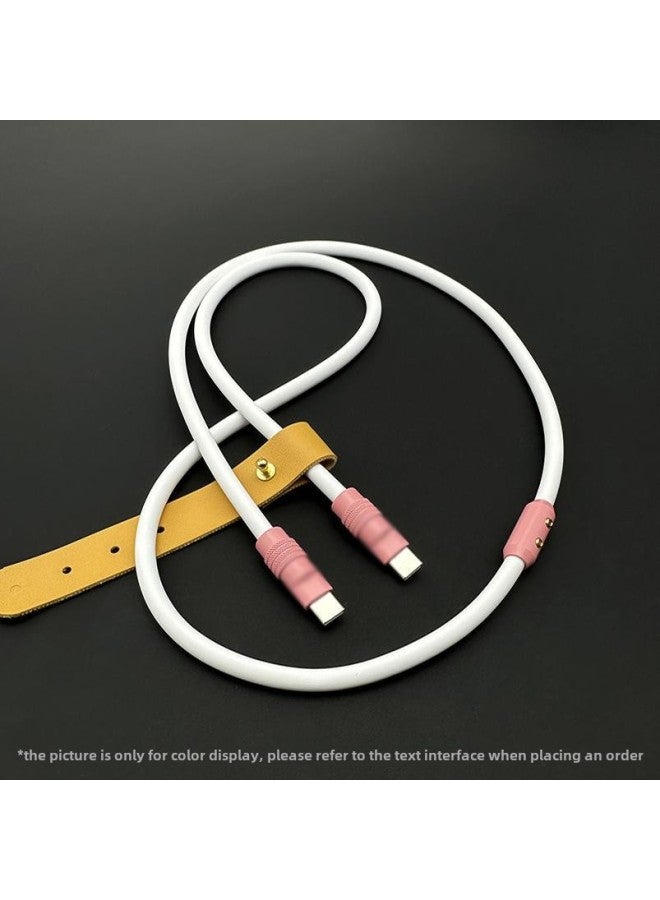Mobile Phone Color Matching Fast Charging Silicone Tablet IPhone Data Line Apple 16Pro Computer PD For IPad-Color:Snow Mountain White + Powder Shell + Slider-Line Length:1.5m (type-c To Type-c/240w)