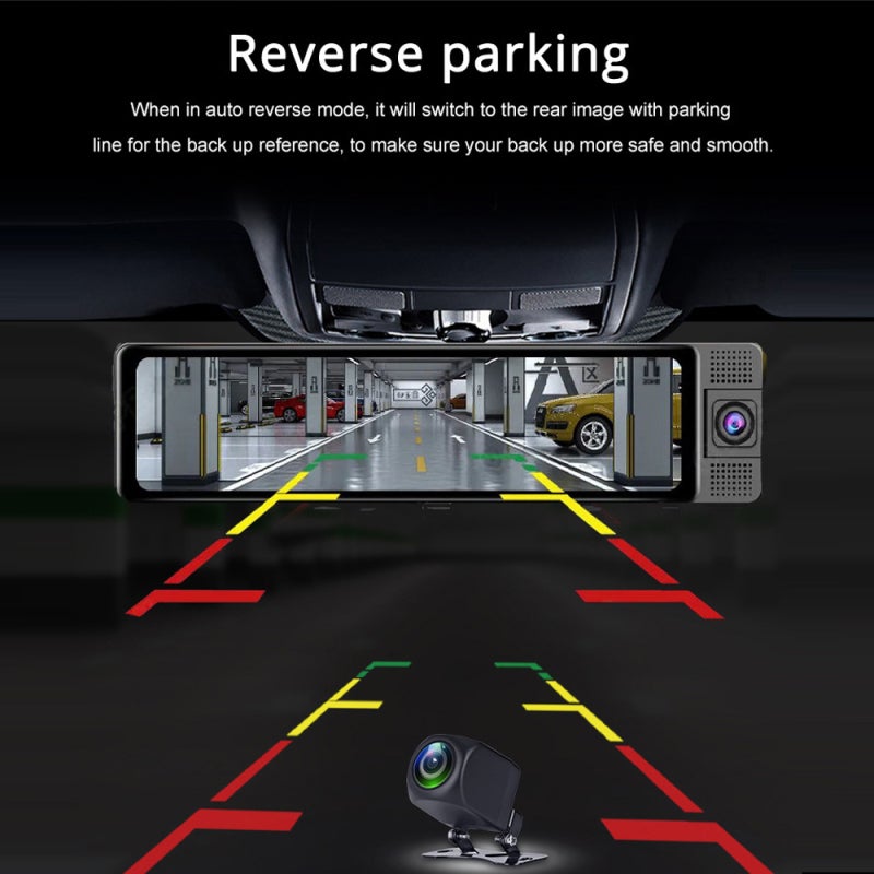 Dash Cam: 3 Cameras Wide Angle Car Camera - 24-Hour Parking Monitoring WiFi Connectivity Black for Auto Drivers with 128G Max Storage Auto Reverse Parking Line 3 Display Modes - Image 4