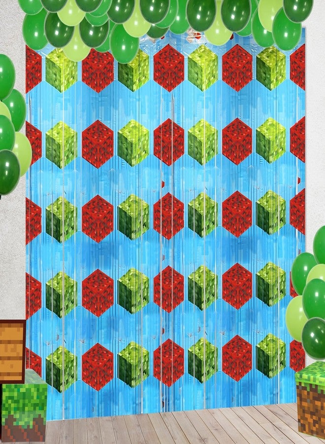 Bexlora Video Game Party Backdrops Birthday Decorations, 2 Pcs 3.28 x 6.56 Ft Video Game Foil Fringe Curtains Streamer for Boys Gaming Photo Booth Props Party Supplies - Image 1
