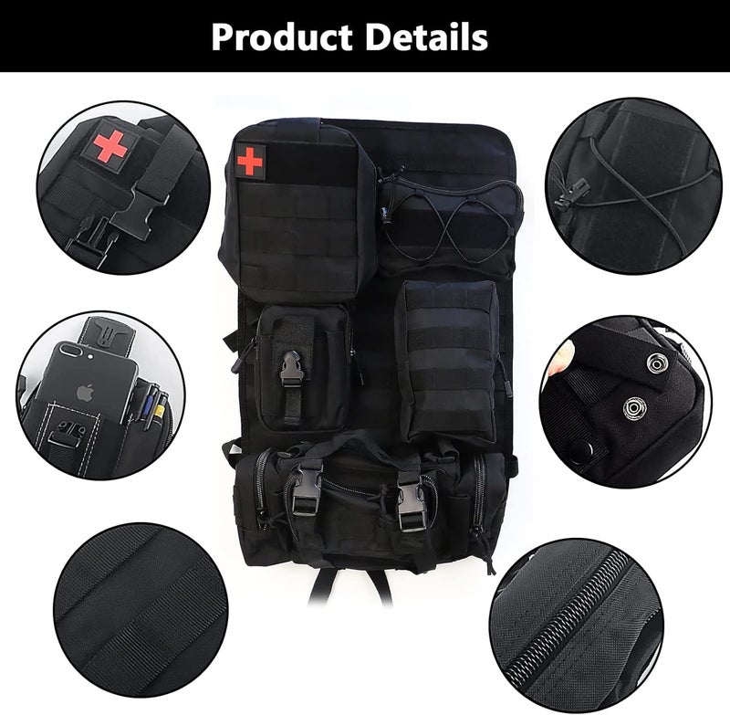 Mocoli Tactical Car Seat Organizer with 5 Detachable Pockets - Image 3