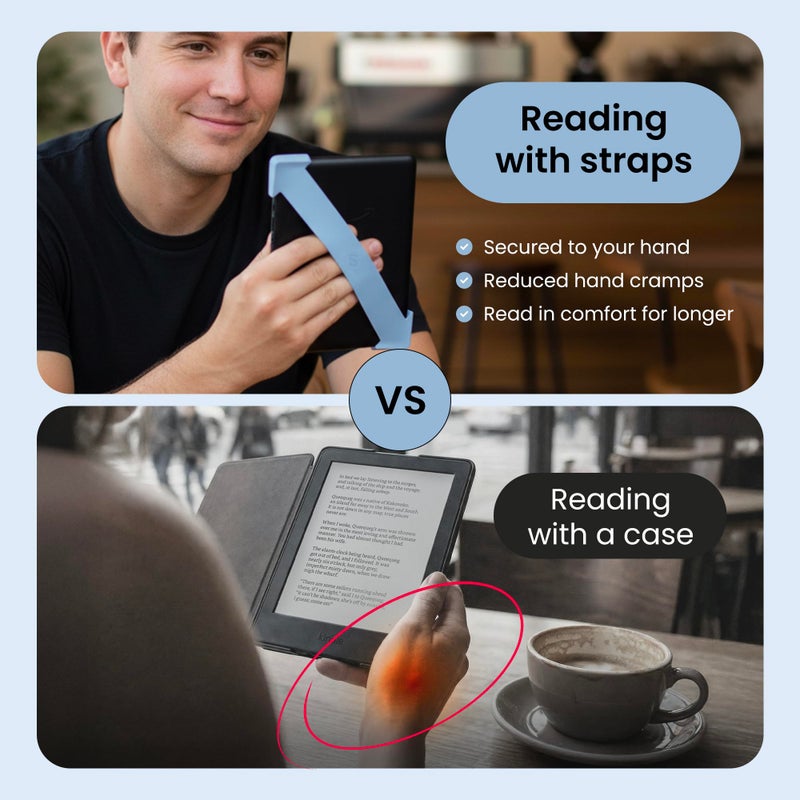 Strapsicle Silicone Hand Straps â€“ Kindle Paperwhite Gen 11 (6.8â€) & Gen 12 (7â€), Colorsoft & Kobo Aura â€“ Large â€“ 2-Pack â€“ Black â€“ Comfy Alternative to Case or Cover - Image 3