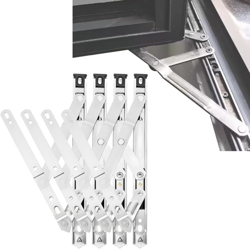 Acrux7 4 Pack (2 Pair) 10 Inch Casement Window Hinge, Stainless Steel Casement Window Stay, E-Gard Opening Friction Stay Concealed Hinges, Casement Window Hardware for Awning/Hopper/Transom Window - Image 1